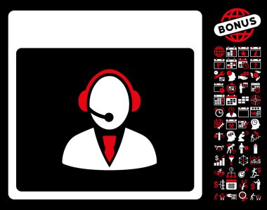 Bonus ile Resepsiyon operatör takvim sayfa düz vektör simgesi