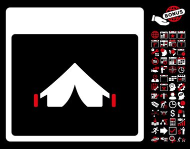 Bonus ile kamp takvimi sayfa düz vektör simgesi