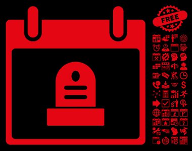 Bonus ile rip anıt takvim gün düz vektör simgesi