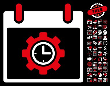 Bonus ile zaman dişli takvim gün düz vektör simgesi