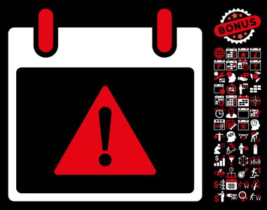 Uyarı takvim gün düz vektör simgesi Bonus ile