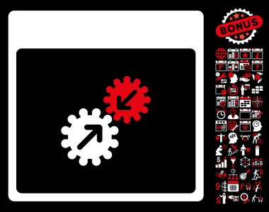 Gears entegrasyonu takvim sayfa düz vektör simge Bonus ile