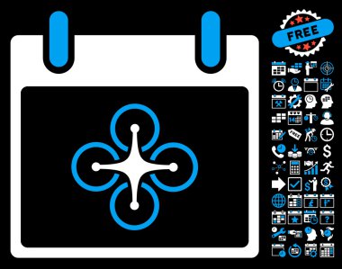 Bonus ile Airdrone takvim gün düz vektör simgesi