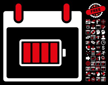 Pil takvim gün düz vektör simgesi Bonus ile