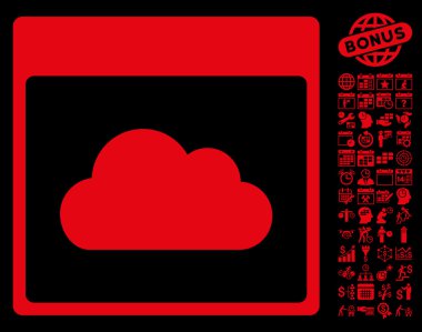 Bonus ile bulut takvim sayfa düz vektör simgesi