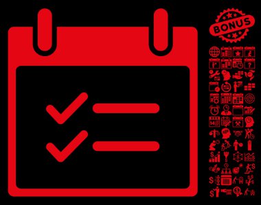 Öğeleri takvim gün düz vektör simge Bonus ile kontrol