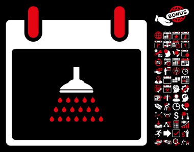 Bonus ile duş takvim gün düz vektör simgesi