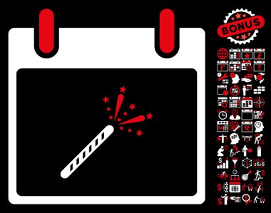 Maytap fişek takvim gün düz vektör simge Bonus ile