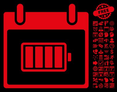 Pil takvim gün düz vektör simgesi Bonus ile