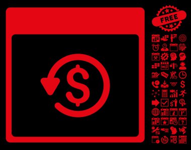 Bonus ile ters ibraz takvim sayfa düz vektör simgesi