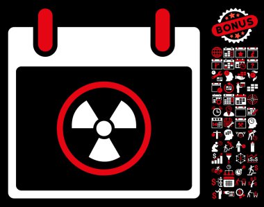 Bonus ile radyoaktif takvim gün düz vektör simgesi