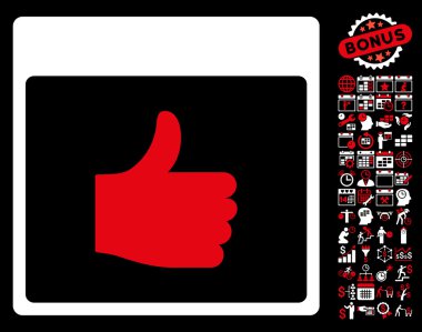 Takvim sayfası düz vektör simge Bonus ile yukarı başparmak