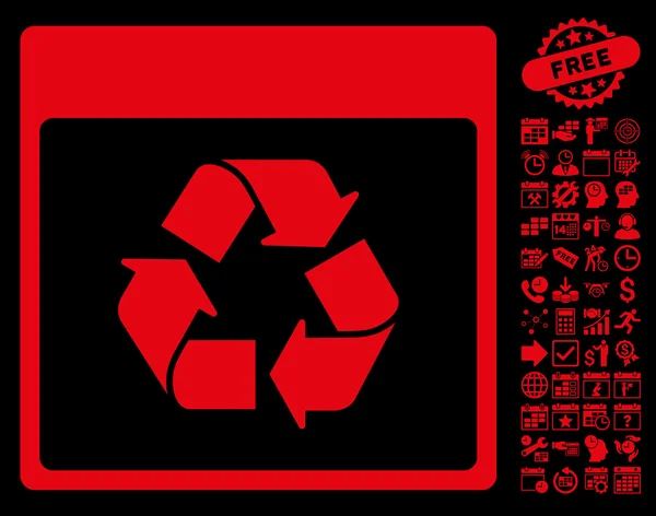 Recycling Kalenderseite flache Vektor-Symbol mit Bonus — Stockvektor