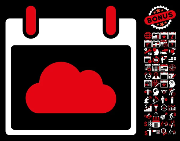 Dia do calendário em nuvem Ícone vetorial plano com bônus — Vetor de Stock