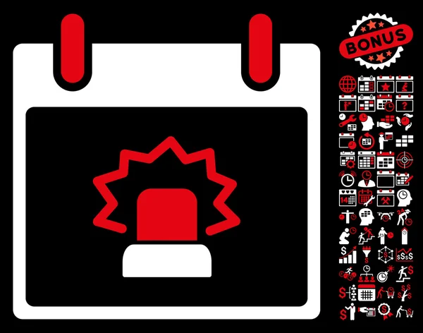 Waarschuwing dag platte Vector kalenderpictogram met Bonus — Stockvector