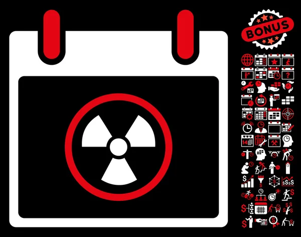 Bonus ile radyoaktif takvim gün düz vektör simgesi — Stok Vektör