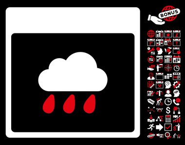 Bonus ile yağmur bulutu takvim sayfa düz vektör simgesi