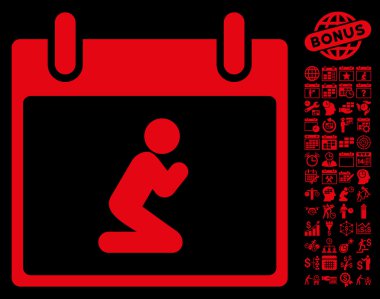 Kişi takvim gün düz vektör simge Bonus ile dua