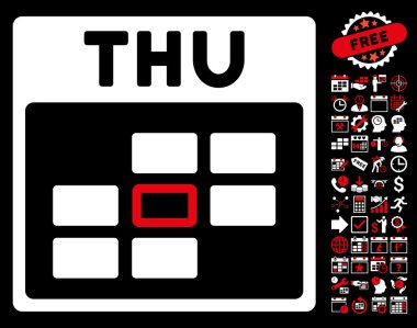 Bonus ile Perşembe takvim kılavuz düz vektör simgesi