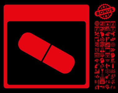 Takvim sayfası düz vektör simge Bonus ile ilaç kapsül