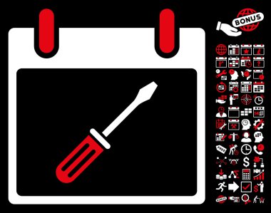 Tornavida takvim gün düz vektör simge Bonus ile ayarlama