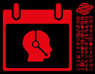 Telefonla satış operatör takvim gün düz vektör simge Bonus ile