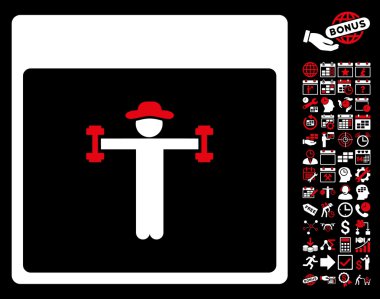 Beyefendi Fitness takvim sayfa düz vektör simge Bonus ile