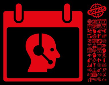 Bonus ile operatör takvim gün düz vektör simgesi