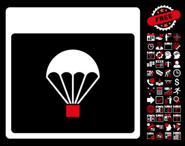 Paraşüt takvim sayfa düz vektör simge Bonus ile