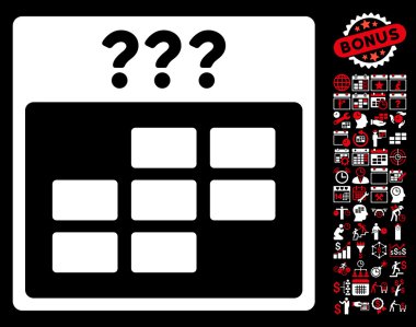 Bonus ile bilinmeyen ay takvimi kılavuz düz vektör simgesi