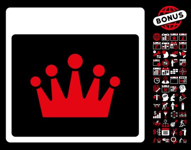 Bonus ile taç takvim sayfa düz vektör simgesi