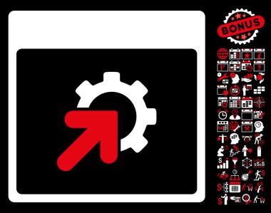 Bonus ile tümleştirme takvim sayfa düz vektör simgesi dişli