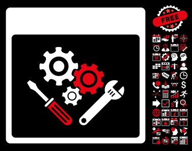 Vites araçlar ile Bonus sayfa düz vektör simge takvim