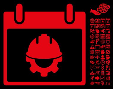 Bonus ile Geliştirme takvim gün düz vektör simgesi