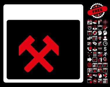 Çekiç ile Bonus sayfa düz vektör simge takvim