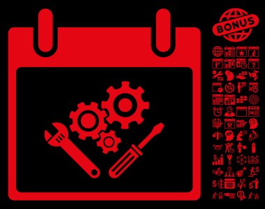 Araç Araçlar takvim gün düz vektör simgesi Bonus ile