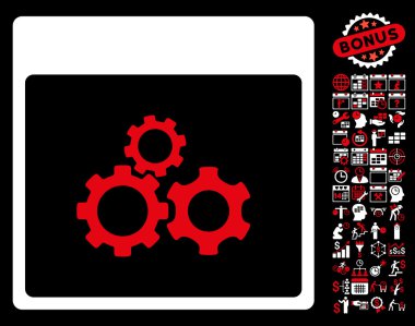 Mekanik vites ile Bonus sayfa düz vektör simge takvim