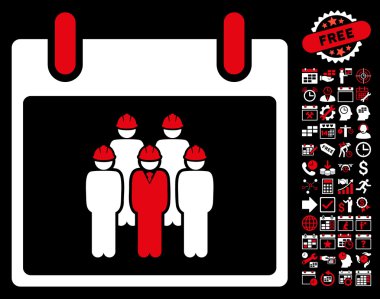 Bonus ile personel takvim gün düz vektör simgesi