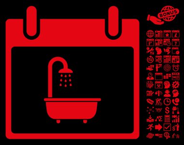 Bonus ile banyo takvim gün düz vektör simgesi