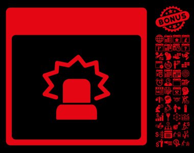 Bonus ile uyarı takvim sayfa düz vektör simgesi