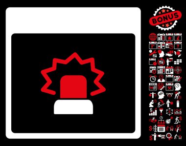 Bonus ile uyarı takvim sayfa düz vektör simgesi