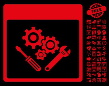 Vites araçlar ile Bonus sayfa düz vektör simge takvim