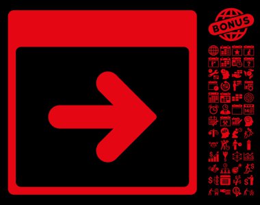 Bonus ile sonraki takvim gün düz vektör simgesi