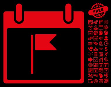 Bayrak takvim gün düz vektör simgesi Bonus ile