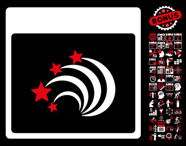 Festival Fireworks ile Bonus sayfa düz vektör simge takvim