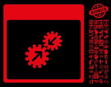 Gears entegrasyonu takvim sayfa düz vektör simge Bonus ile