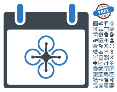 Bonus ile Airdrone takvim gün düz vektör simgesi