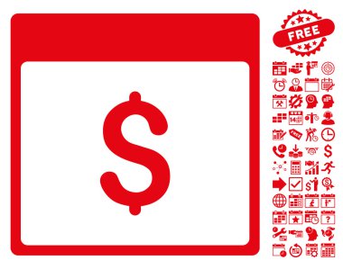 Bonus ile Doları Döviz Alım takvimi sayfa düz vektör simgesi