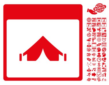 Bonus ile kamp takvimi sayfa düz vektör simgesi