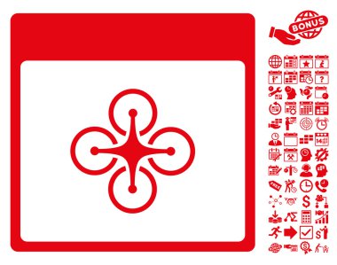 Bonus ile hava helikopter takvim sayfa düz vektör simgesi